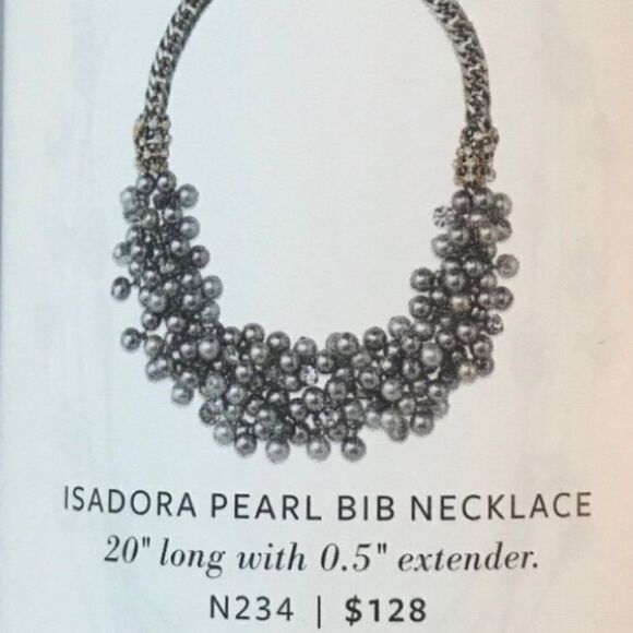 Stella & Dot Isadora Gray Pearl Bib Necklace - Picture 3 of 6